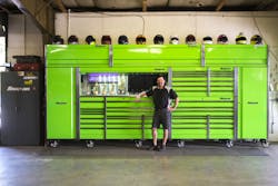 The lime green color and the overall size of the box are Grimes' favorite features. The lime green color and the overall size of the box are Grimes' favorite features.