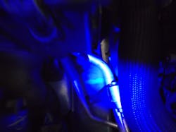 In order to spot the UV dye, you must use the UV glasses and light. In order to spot the UV dye, you must use the UV glasses and light.