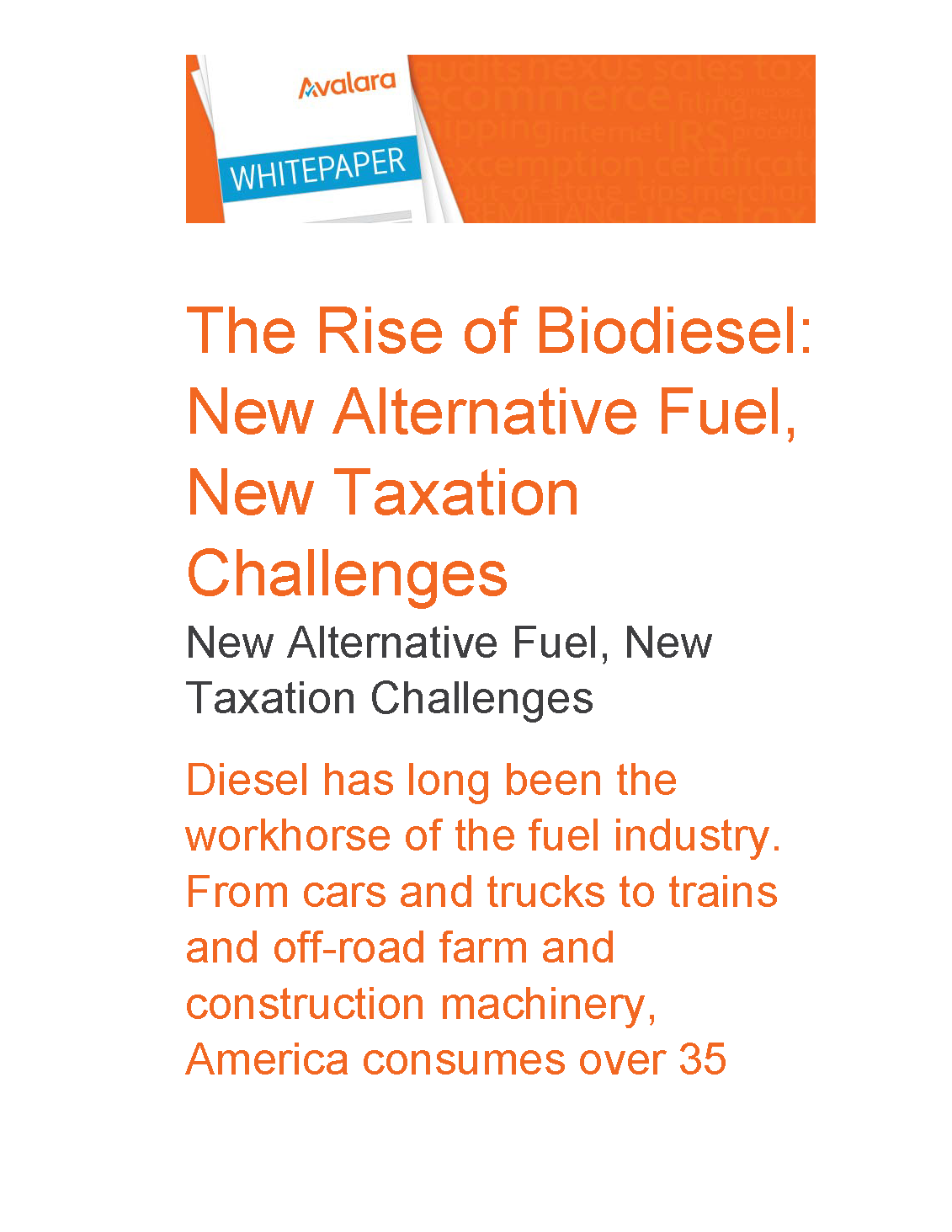 The Rise Of Biodiesel New Alternative Fuel New Taxation Challenges Avalara Pg 1 56afc389369c4