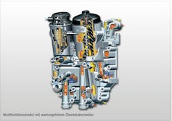 The oil filter module is a compact, high-performance filter system with a maximum of filter area in minimum installation space. The oil filter module is a compact, high-performance filter system with a maximum of filter area in minimum installation space.