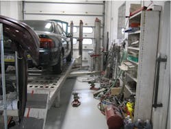 POU is a targeted application of the 5S workplace organization methodology to reduce waste and optimize productivity by creating a quality work environment that is arranged in a clean, efficient and safe manner and uses visual management to achieve more consistent operational results. This can be seen in the before and after photos of this shop’s frame repair area. POU is a targeted application of the 5S workplace organization methodology to reduce waste and optimize productivity by creating a quality work environment that is arranged in a clean, efficient and safe manner and uses visual management to achieve more consistent operational results. This can be seen in the before and after photos of this shop’s frame repair area.