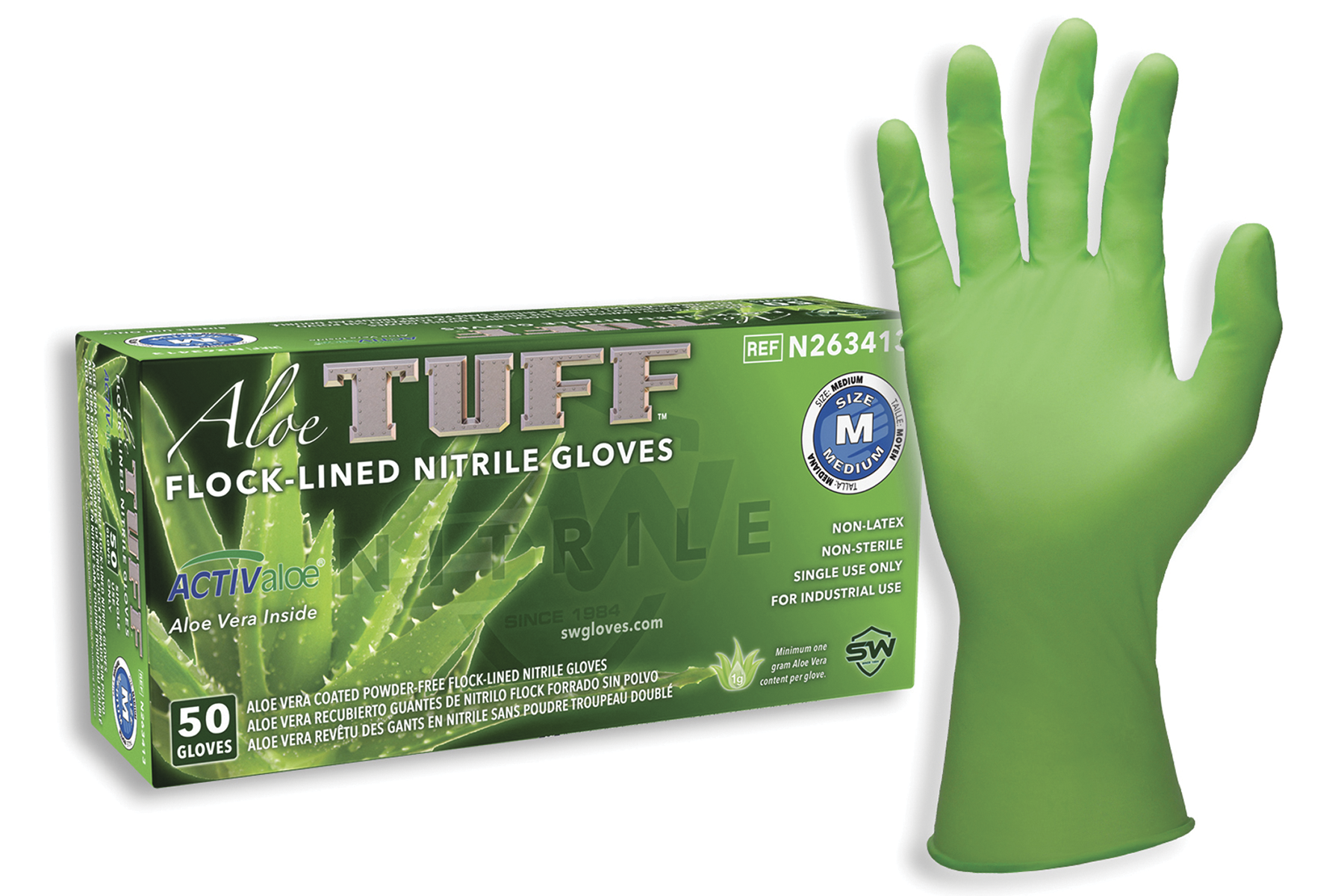 Sw Safety Solutions Aloe Tuff Single Use Nitrile Gloves 573b489578745