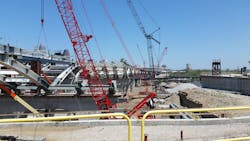 Bridge construction. Bridge construction.