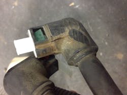 Inspect all hoses in the SCR system. Connector ends on DEF hoses that have “cracked” can lead to hose failure due to moisture ingestion. That can cause failure to electrical connections inside the hose. Inspect all hoses in the SCR system. Connector ends on DEF hoses that have “cracked” can lead to hose failure due to moisture ingestion. That can cause failure to electrical connections inside the hose.