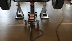 A floor jack is only a lifting device. Until the appropriate support stands are placed under an OEM-recommended lifting point, it is not safe for a technician to go under the vehicle. A floor jack is only a lifting device. Until the appropriate support stands are placed under an OEM-recommended lifting point, it is not safe for a technician to go under the vehicle.
