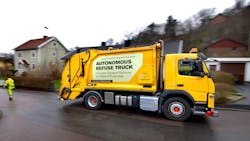 Driverless refuse trucks are undergoing tests in Sweden for safety and efficiency. Driverless refuse trucks are undergoing tests in Sweden for safety and efficiency.