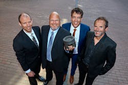 The winners of the Volvo Technology Award 2017 are John Gibble, Frank Löfskog, Michael Balthasar, and Jan Eismark, all from Volvo Group Trucks Technology. The winners of the Volvo Technology Award 2017 are John Gibble, Frank Löfskog, Michael Balthasar, and Jan Eismark, all from Volvo Group Trucks Technology.