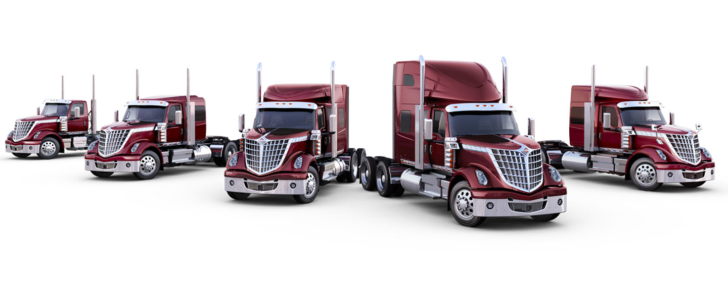 Left to right: Day Cab, 56' Low Roof Sleeper, 56' Hi-Rise Sleeper, 73' Sky-Rise Sleeper, 73' Hi-Rise Sleeper