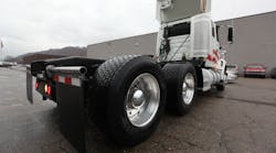 Benefits of wide base tires compared to dual tire configurations include weight reduction, fuel efficiency, reduced maintenance and fewer tires to inventory,