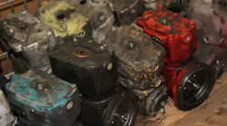 Cores arrive used and uncleaned, before the remanufacturing process begins.