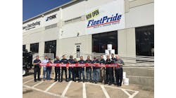 FleetPride field management and branch staff officially open the new branch on October 12.