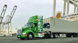This zero-emission Kenworth T680 day cab equipped with a hydrogen fuel cell, shown at the Port of Seattle, is on display at the 2018 Consumer Electronics Show (CES), which opened Tuesday, Jan. 9, in Las Vegas. The truck is part of the PACCAR Innovations booth exhibit (No. CP-32).