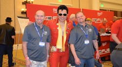 Elvis made an appearance at the 2018 Cornwell Tools National Rally. (Pictured here with mobile dealers Melvin Hattell and Bill Bruntz.)
