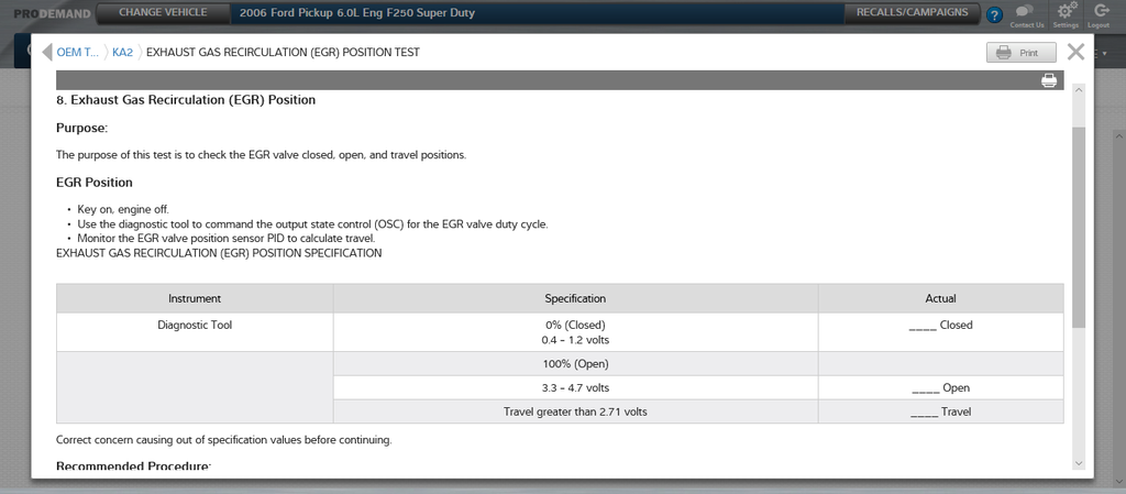 Mitchell 1 provides the specific PID values for an EGR test.