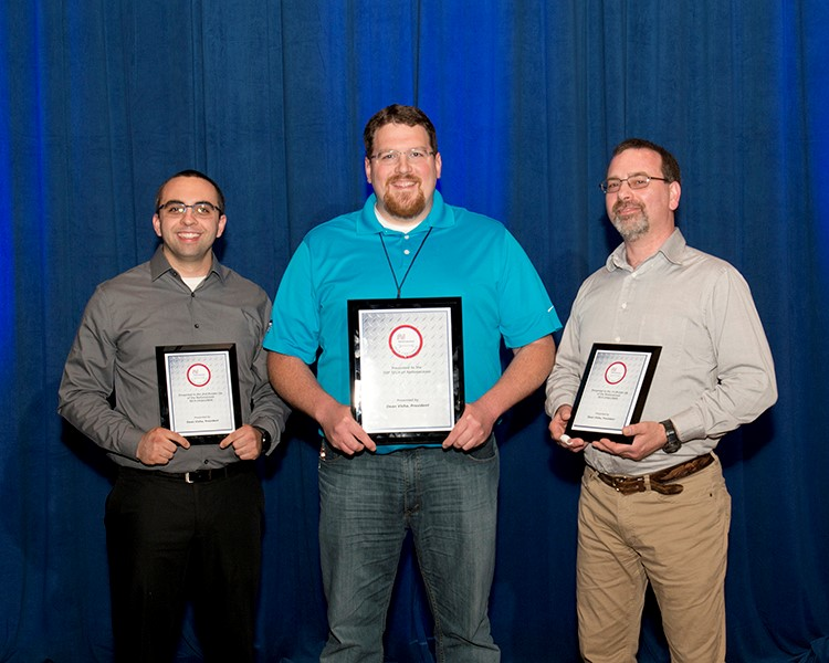Rick Davis (center), Lead Technician with Hogan Truck Leasing, Inc., a NationaLease Member, was named Top Tech at NationaLease&rsquo;s 8th Annual Tech Challenge held in May during the organization&rsquo;s annual Maintenance Managers Meeting in Charlotte, NC. First Runner-up was Bob Mrzyglod (right), Aim NationaLease, and Second Runner-up, John Norwood (left), also from Aim NationaLease.