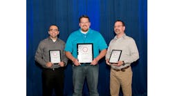 Rick Davis (center), Lead Technician with Hogan Truck Leasing, Inc., a NationaLease Member, was named Top Tech at NationaLease&rsquo;s 8th Annual Tech Challenge held in May during the organization&rsquo;s annual Maintenance Managers Meeting in Charlotte, NC. First Runner-up was Bob Mrzyglod (right), Aim NationaLease, and Second Runner-up, John Norwood (left), also from Aim NationaLease.