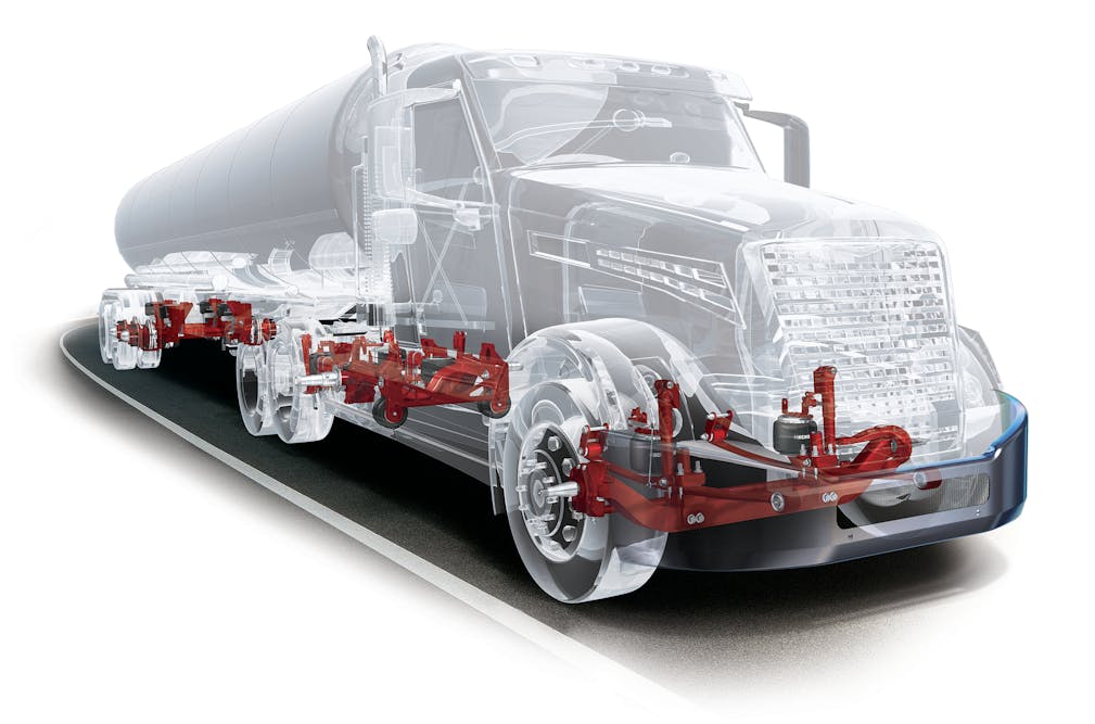 Schematic illustration of a commercial truck's electronic stability
