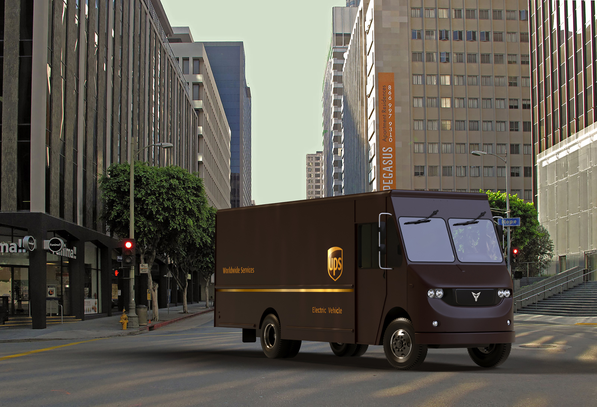 Rendering of UPS Thor electric vehicle.
