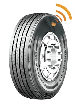 The Continental tire-mounted TPMS sensor allows fleets to monitor tire pressure and temperature in real-time while the vehicle is en route. The Continental tire-mounted TPMS sensor allows fleets to monitor tire pressure and temperature in real-time while the vehicle is en route.