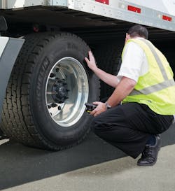 When conducting tire checks, it is critical to ensure all tires are at the fleet target inflation pressure based on the manufacturers’ application data book for the particular axle load When conducting tire checks, it is critical to ensure all tires are at the fleet target inflation pressure based on the manufacturers’ application data book for the particular axle load