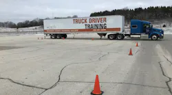 There are three sections of testing to earn a commercial driver's license: the pre-trip inspection, backing, and a road demonstration.