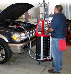 The method of draining the used fluid and filling with replacement fluid typically only removes about 50 percent of the used fluid. There is equipment available that will exchange the fluids at 80 to 90 percent. The method of draining the used fluid and filling with replacement fluid typically only removes about 50 percent of the used fluid. There is equipment available that will exchange the fluids at 80 to 90 percent.