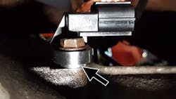 New sensor with new washer installed location New sensor with new washer installed location