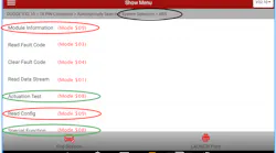 This screenshot shows the various modes of the scan tool and their titles used by Launch. Note that there are two different functions and titles for Modes $08 and $09 in the ABS system.