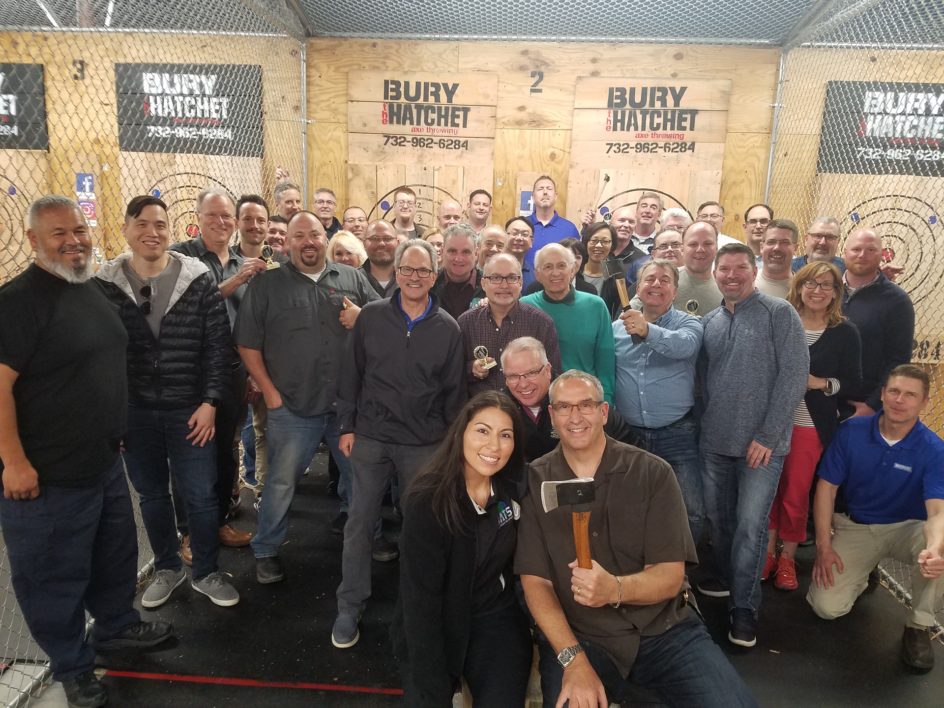 NATS 2019 group at the axe throwing competition.
