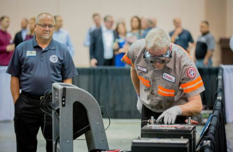 The 2019 Ryder Top Technician, Ken Bilyea, during the competition at the Indiana Convention Center in Indianapolis.