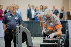 The 2019 Ryder Top Technician, Ken Bilyea, during the competition at the Indiana Convention Center in Indianapolis. The 2019 Ryder Top Technician, Ken Bilyea, during the competition at the Indiana Convention Center in Indianapolis.