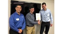 PACCAR presented Jacobs with the PACCAR 10 PPM award for 2018 during a recent visit to Jacobs Vehicle Systems&rsquo; Bloomfield, Connecticut, headquarters. Pictured left to right: C&eacute;sar Torres Arteaga, supplier quality manager (PACCAR Engine Company), David Biron, director, quality and reliability (Jacobs), and Rob Backus, team manager supplier quality (DAF Trucks Netherlands).