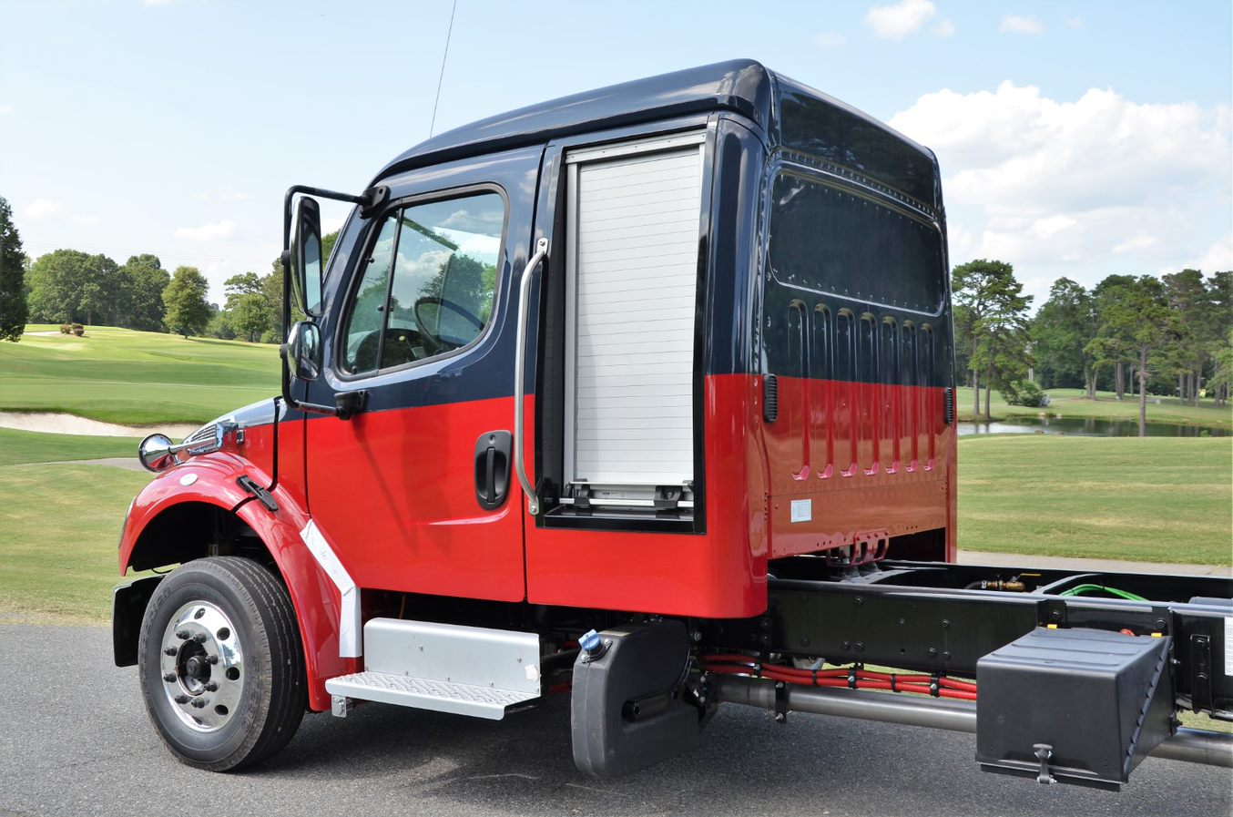 Fontaine Modification&rsquo;s patent-pending rollup door design provides a watertight seal between the door and the side of a Freightliner M2 truck, providing smooth, reliable operation, as well as easier maintenance.