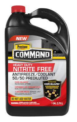 Prestone’s NF OAT antifreeze/coolant features an inhibitor package to protect against corrosion of aluminum parts. Prestone’s NF OAT antifreeze/coolant features an inhibitor package to protect against corrosion of aluminum parts.
