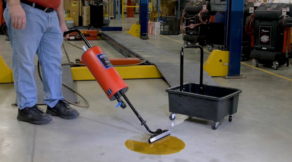 The AirVAC is an air-operated, handheld wet vacuum designed to pick up a variety of shop substances, from heavyweight gear oil to antifreeze.