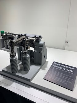 Jacobs Vehicle Systems recently shared results of fuel consumption and emission reduction tests with the company’s Cylinder Deactivation (CDA) technology - pictured here - under evaluation with the U.S. Department of Energy’s Super Truck II program. Jacobs Vehicle Systems recently shared results of fuel consumption and emission reduction tests with the company’s Cylinder Deactivation (CDA) technology - pictured here - under evaluation with the U.S. Department of Energy’s Super Truck II program.