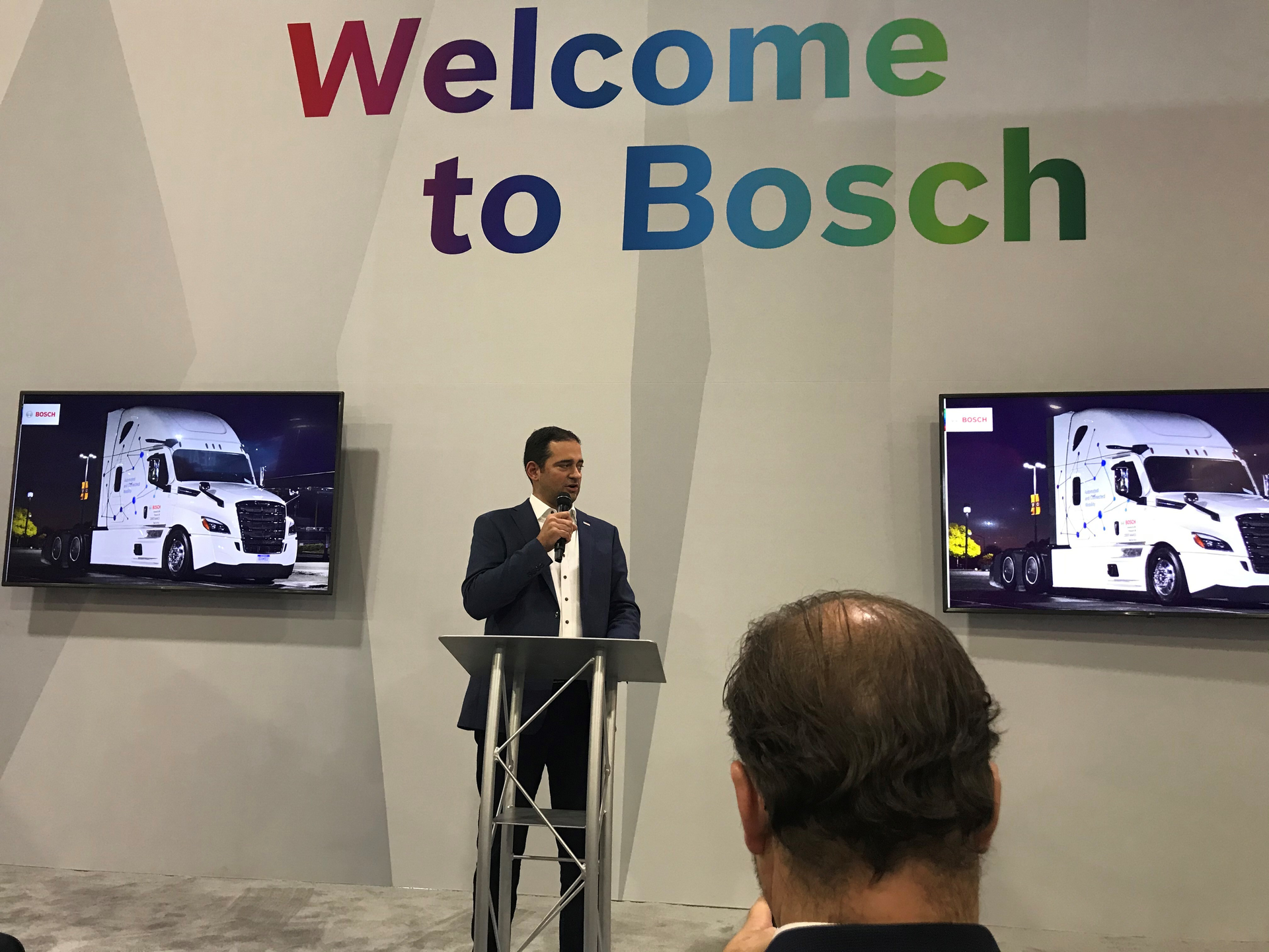 Speaker Jason Roycht, vice president and regional business unit leader, Commercial Vehicles and Off-Road for Bosch in North America at NACV in Atlanta.