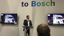 Speaker Jason Roycht, vice president and regional business unit leader, Commercial Vehicles and Off-Road for Bosch in North America at NACV in Atlanta.