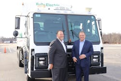 Jonathan Randall, senior vice president, North American sales and marketing, Mack Trucks (left) and Rocky DiRico, deputy commissioner, New York City Department of Sanitation (right).