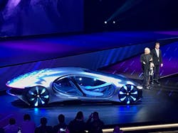 James Cameron, director of Avatar, and Ola Kallenius, chairman of the board of management of Daimler AG and head of Mercedes-Benz, showcase Vision AVTR. James Cameron, director of Avatar, and Ola Kallenius, chairman of the board of management of Daimler AG and head of Mercedes-Benz, showcase Vision AVTR.