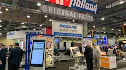 SAF-Holland announced the launch of its POD Plus electronic parts catalog, shown on a large demonstration screen in the company's booth at Heavy Duty Aftermarket Week.
