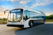 Proterra is using both carbon-fiber and fiberglass composites in its electric buses, materials that are used based on design and loading requirements. Pictured as a finished product is the 40&rsquo; Catalyst Bus that features a carbon-fiber-reinforced body.