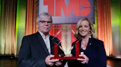 Krista Toenjes of Cummins (right) accepts the 2019 Jim Winsor Technical Achievement award from award committee chair, Jim Park, at last year's TMC awards luncheon. The 2020 Jim Winsor award will be presented at TMC on February 26.