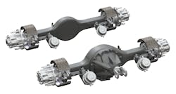 Dana’s EconoTrek 6x2 tandem axle consists of the S175 front drive axle and a unique rear tag axle. The tag axle has a square-edge banjo housing design for enhanced durability. The tag axle is also optimized for electronic-controlled load distribution air suspension systems. Dana’s EconoTrek 6x2 tandem axle consists of the S175 front drive axle and a unique rear tag axle. The tag axle has a square-edge banjo housing design for enhanced durability. The tag axle is also optimized for electronic-controlled load distribution air suspension systems.