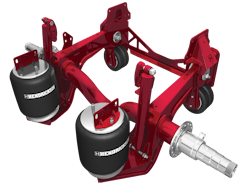 Hendrickson&rsquo;s Optimaax liftable forward (pusher) axle design automates the lowering and lifting of the axle by sensing load capacities; no driver intervention is needed.