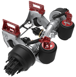 Link Manufacturing’s 6x2 liftable axle is commercially available on Volvo and Mack trucks. The company will be introducing its own version later this year for possible inclusion on additional brands. This 6x2 pusher features adaptive loading technology which automatically distributes load to the drive axle in instances where traction must be enhanced; no driver intervention is needed. Link Manufacturing’s 6x2 liftable axle is commercially available on Volvo and Mack trucks. The company will be introducing its own version later this year for possible inclusion on additional brands. This 6x2 pusher features adaptive loading technology which automatically distributes load to the drive axle in instances where traction must be enhanced; no driver intervention is needed.