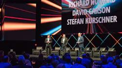 From left to right, Richard Howard, Stefan Kurschner and David Carson, discuss DTNA's new market strategy on stage.