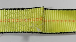 Improper cargo securement ranks high on the list of out of service violations. Care must be taken during pre- and post-trip inspections to look for defects such as broken thread on tie-down straps. Improper cargo securement ranks high on the list of out of service violations. Care must be taken during pre- and post-trip inspections to look for defects such as broken thread on tie-down straps.