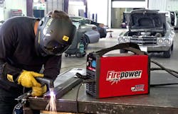 To create a smoother cut surface, the operator braces his left elbow on the table and uses his left hand to support the torch. To create a smoother cut surface, the operator braces his left elbow on the table and uses his left hand to support the torch.