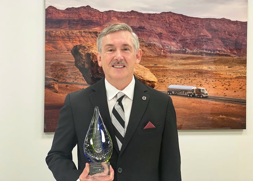 Keith Brandis, vice president of partnerships and strategic solutions at Volvo Group, accepts the 2020 Innovation Award as part of the Volvo LIGHTS project team, which was honored at BREATHE Southern California&rsquo;s Breath of Life awards ceremony on September 24.